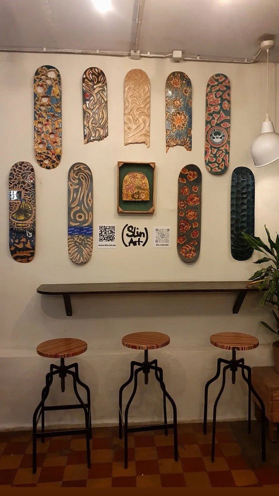 Skateboard-Kunst in der Skatehalle Berlin